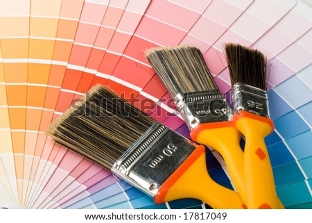 Brushes on a background from colour guide