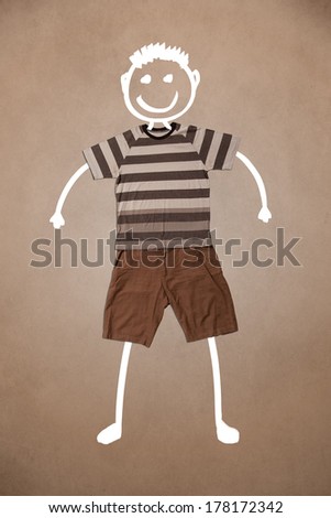 Casual clothes with hand drawn smiley funny character 