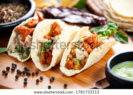 Detail of typical Mexican food, tacos