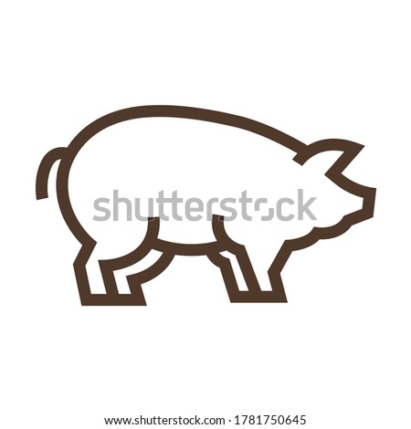 Simple linear icon with pig
