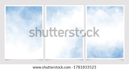 light cyan blue watercolor wet wash splash 5x7 invitation card background template collection Royalty-Free Stock Photo #1781833523