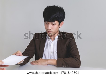 Angry company executive dismisses employee for paperwork error, mad ceo discharges ineffective manager after bad work, furious chief fires subordinate dissatisfied with poor performance, youre fired Royalty-Free Stock Photo #1781842301