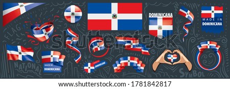 Vector set of the national flag of Dominicana in various creative designs Royalty-Free Stock Photo #1781842817