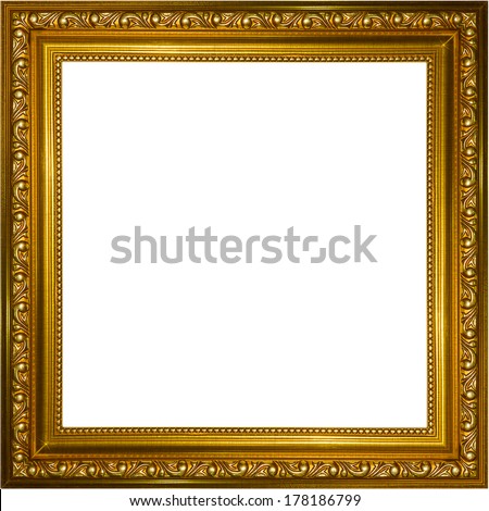 Picture gold frame isolated on white background.