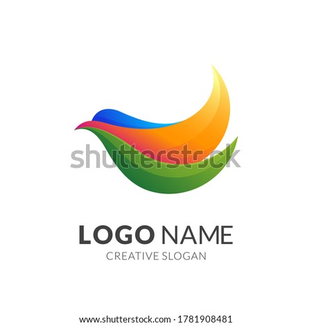 bird logo concept, modern 3d logo style in gradient vibrant colors
