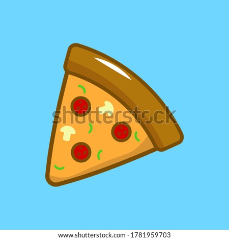 Pizza.flat vector graphic in blue background