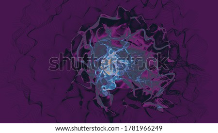 Abstract illustration. A futuristic / psychedelic background with colored circular lines and waves that look stereoscopic and glowing.
