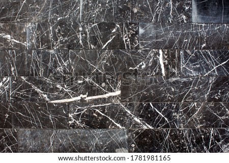 Seamless Moonstone Fantasy Black Marble Stone Tile Texture with White Joint Line