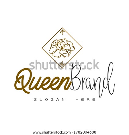 Illustration vector graphic of flower logo with initial Queen. good for boutique , sallon , tailor, studio and spa logo