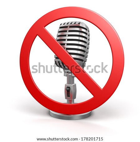 Microphone and prohibition sign (clipping path included)