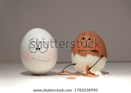White and brown testicles show emotions towards each other