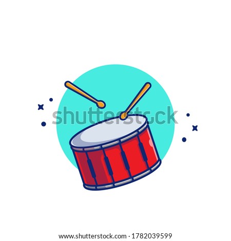 Drum Snare With Sticks Music Cartoon Vector Icon Illustration. Music Instrument Icon Concept Isolated Premium Vector. Flat Cartoon Style Royalty-Free Stock Photo #1782039599