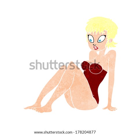 cartoon woman in swimsuit