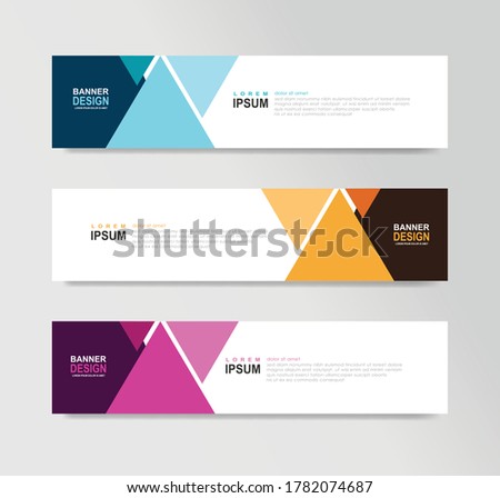 Templates of vector horizontal web banner. For background or header website, SEO, social media cover, ads, label, flyer, invitation card. Place for a photo. Minimalist design. Standard size with text