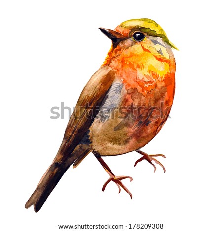 Cute birds for your design. watercolor Royalty-Free Stock Photo #178209308