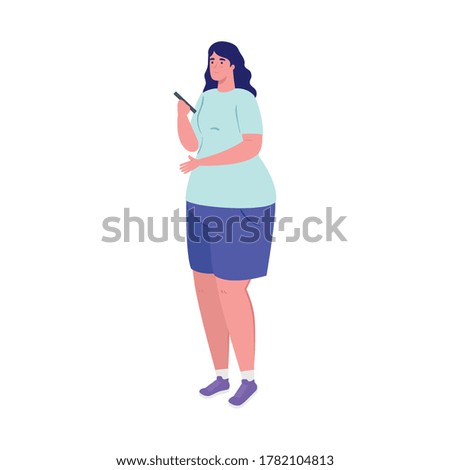 Woman with smartphone chatting design, Message chat and communication theme Vector illustration