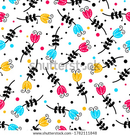 Cute colorful floral seamless pattern. Great for printing. Vector illustration.