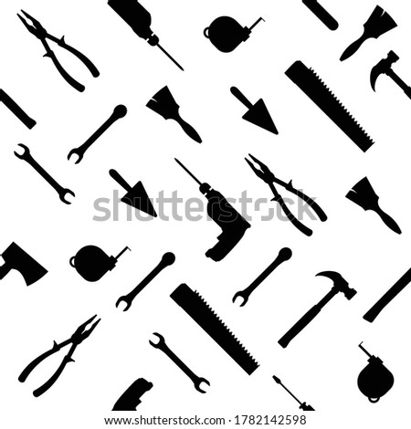 Worker tools silhouette seamless pattern wallpaper perfect for clothing fabric, background, or wrapping paper