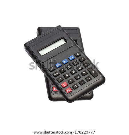 Black calculator isolated on white background
