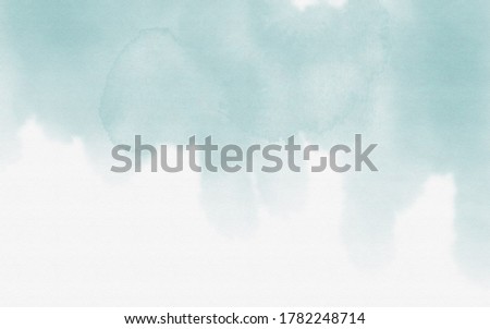 Abstract mint blue watercolor art hand paint on paper texture white background, Watercolor background.for art design, tag. hand-drawn stain element for the frame, card