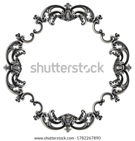 Crome ornamental segments seamless pattern on a white background. luxury carving decoration. Isolated. 3D illustration
