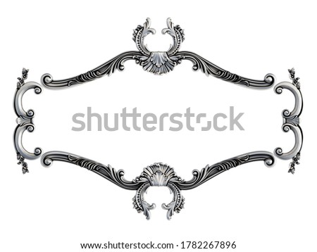 Crome ornamental segments seamless pattern on a white background. luxury carving decoration. Isolated. 3D illustration