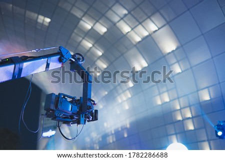 nightlife and activity of people in new normal with  camera and equipment for outdoor concert with soft focus background