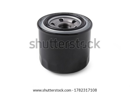 Car oil filter close up isolated on white background