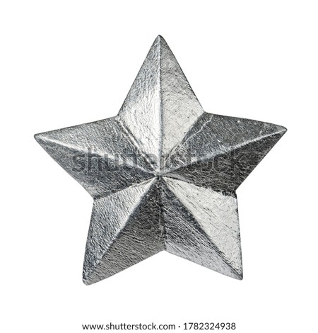 Silver glossy christmas star ornament isolated on white 