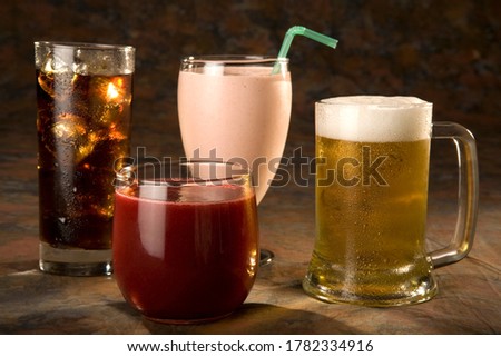 Assortment of several alcoholic drinks and cocktails. Drink still life in a studio. Royalty-Free Stock Photo #1782334916