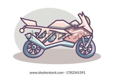 Hand drawn motorcycle. Cute doodle on white background.