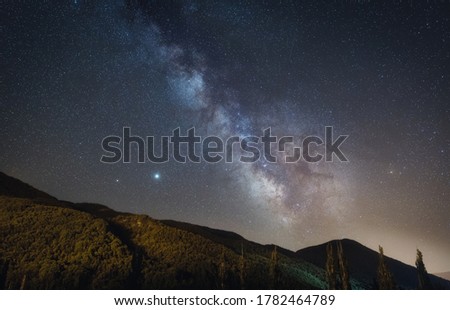 Night  photography:  Milky Way over Pyrenees in Vall de Boí, Catalunya, Spain