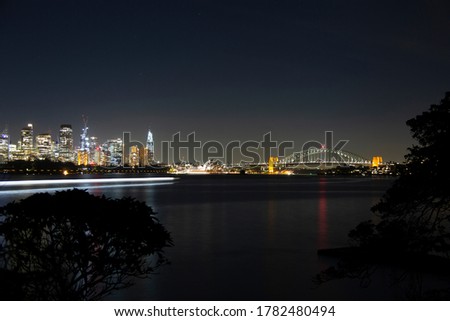 Sydney Harbour Bridge and Sydney CBD by night