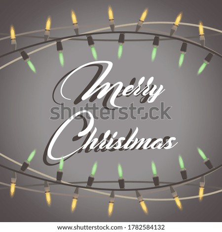 Christmas lights garland string background card illustration template illuminated