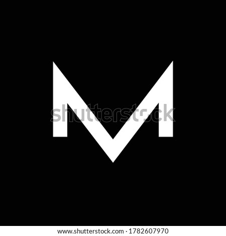 minimal simple biased based vector logo design of letter M in white color with black background