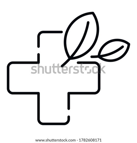 Herbal medicine cross icon. Outline herbal medicine cross vector icon for web design isolated on white background