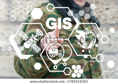 Geographic Information System (GIS) Army Technology. Military Geography Communication Technology. Royalty-Free Stock Photo #1782616361