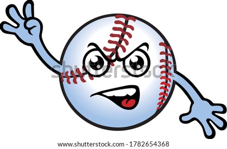 Silly Baseball Ball Mascot. Vector Illustration.