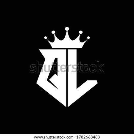ql logo monogram shield shape with crown design template