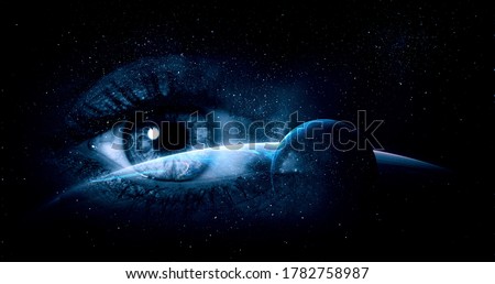 Human eye and space. Elements of this image furnished by NASA. Royalty-Free Stock Photo #1782758987