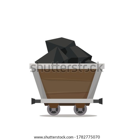 Truck with ore in a mine. Flat style vector