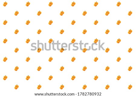 set of orange mini pumpkins on a white isolated background