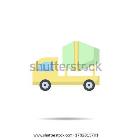 Cement Truck  icon line logo flat style vector illustration 