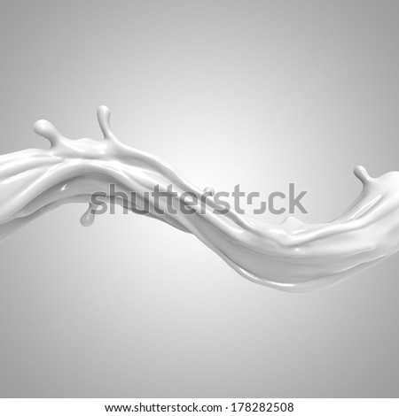 3d abstract liquid white milk splash isolated on light background