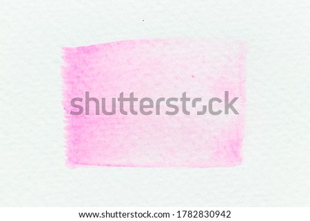 Pink color watercolor handdrawing as line brush on white paper background