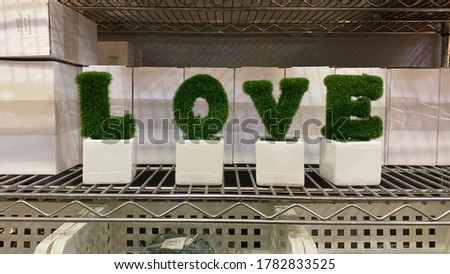 Message of love word with green colour.