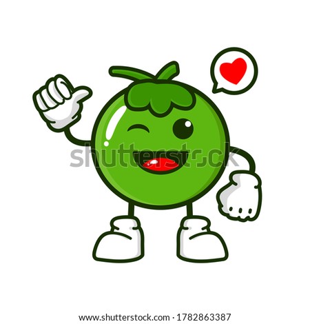cute coconut cartoon mascot character with blinking and thumb up