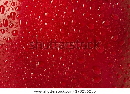 Texture water drops on the apple, background