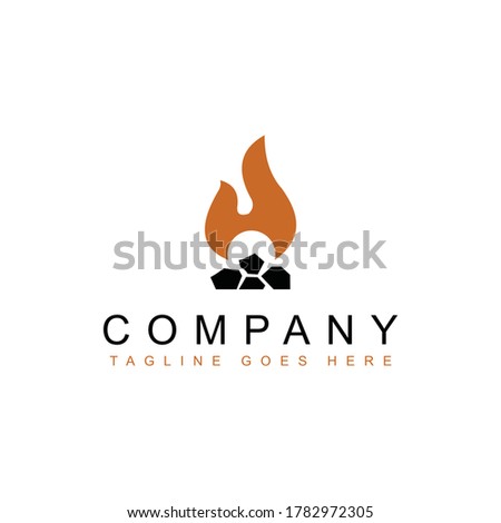 Flat vector design of logo. Fire and the stones. Simple minimalism
