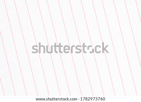 Blank white notebook paper background with bright red colored lines. Extra large highly detailed image.